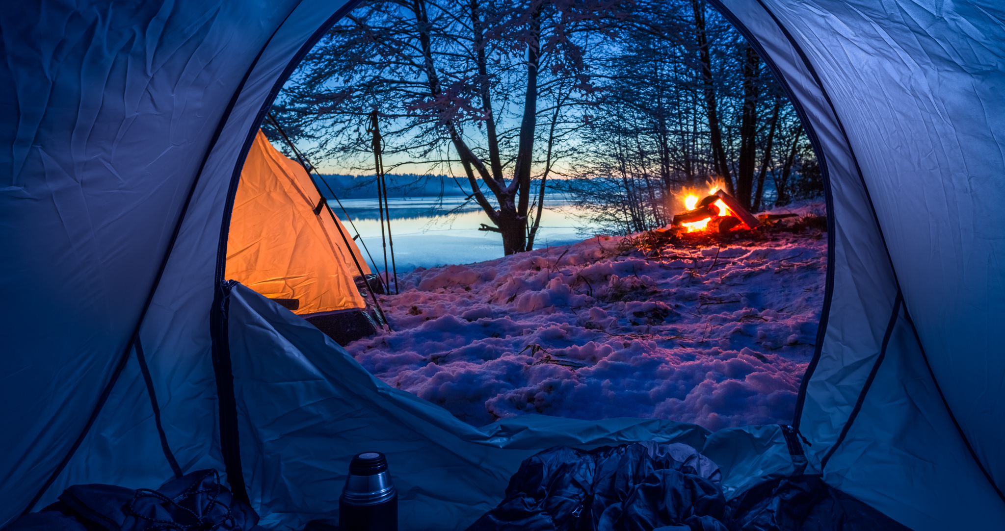 Winter camping shop without tent