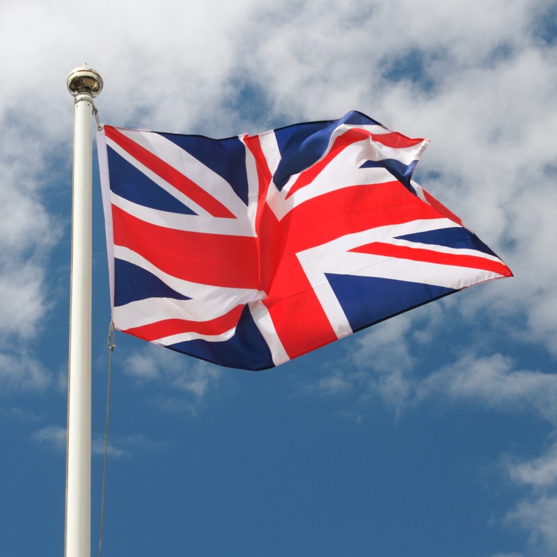 The U.K. flag flying over England.
