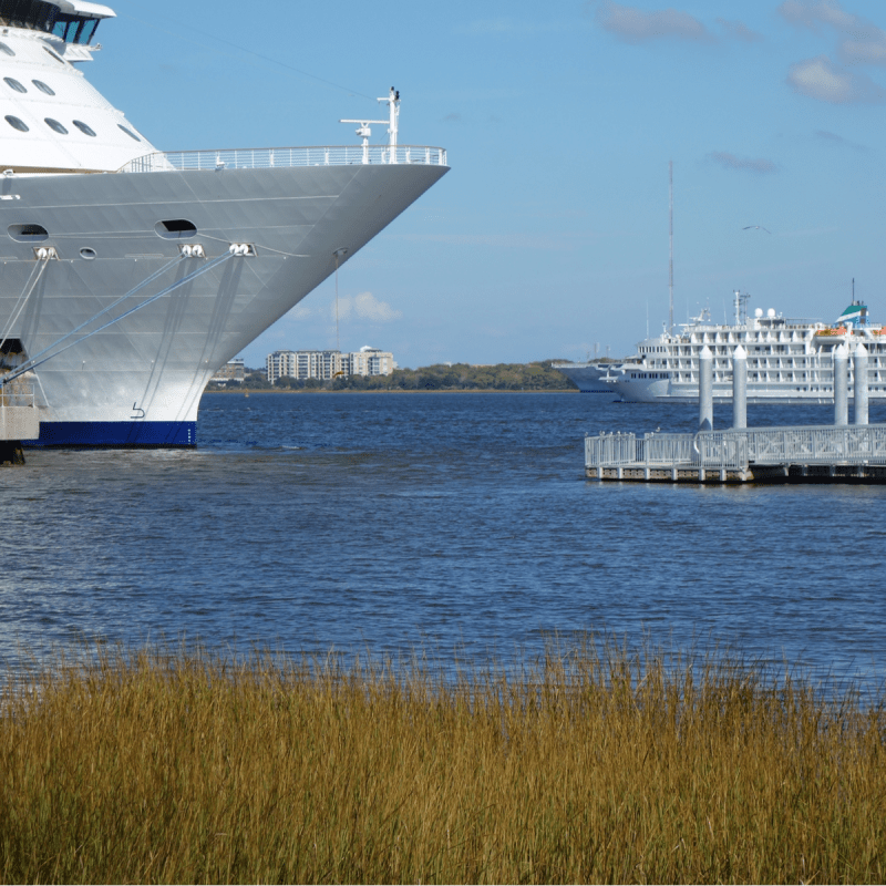 Cruise ship in the port of Charleston, South Carolina.