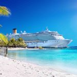 Cruise ship docked at the beach